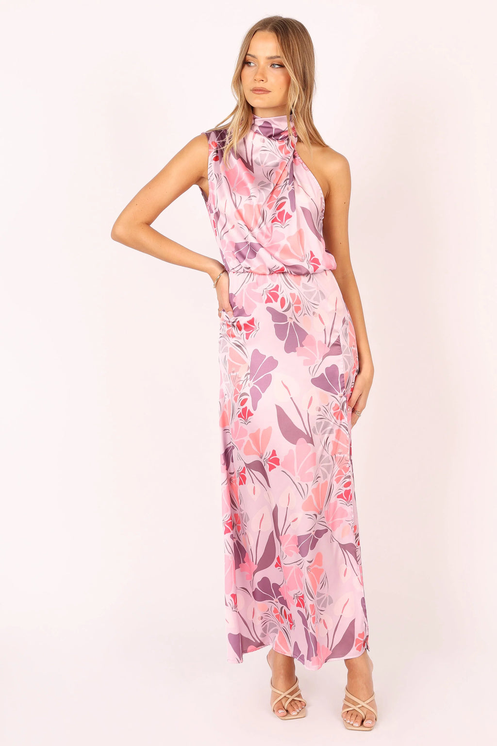 Amelia Halterneck Maxi Dress - Pink Floral