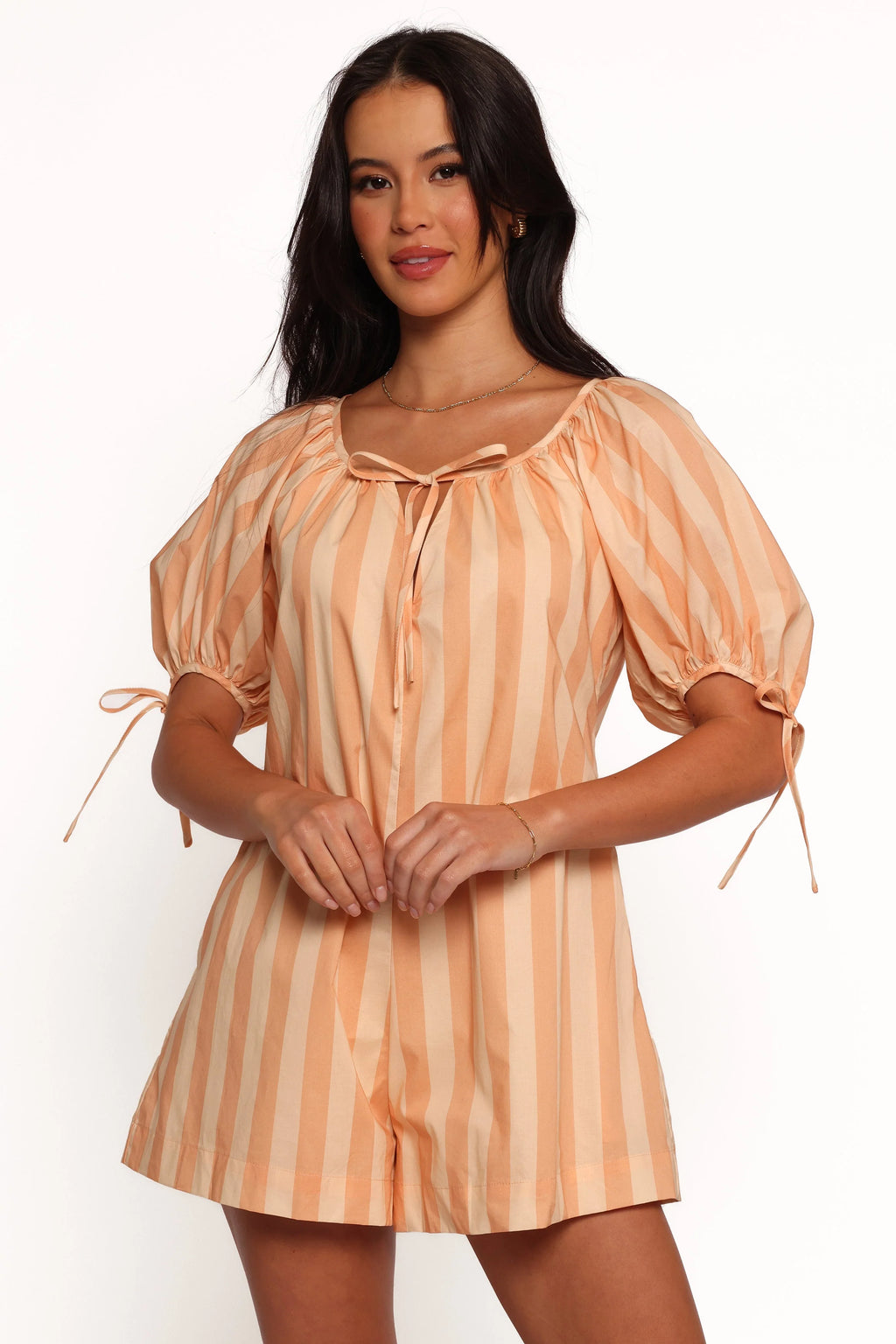 Carina Striped Playsuit - Terracotta Stripe