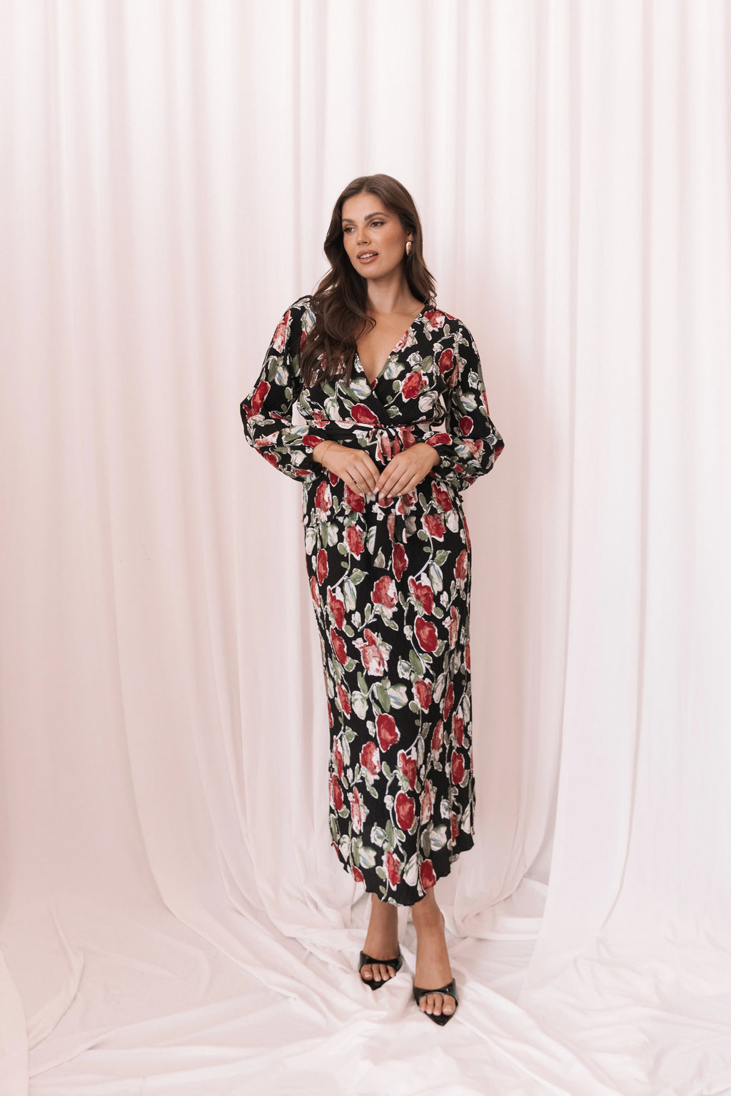 Minelli Pleat Midi Skirt - Black Rose