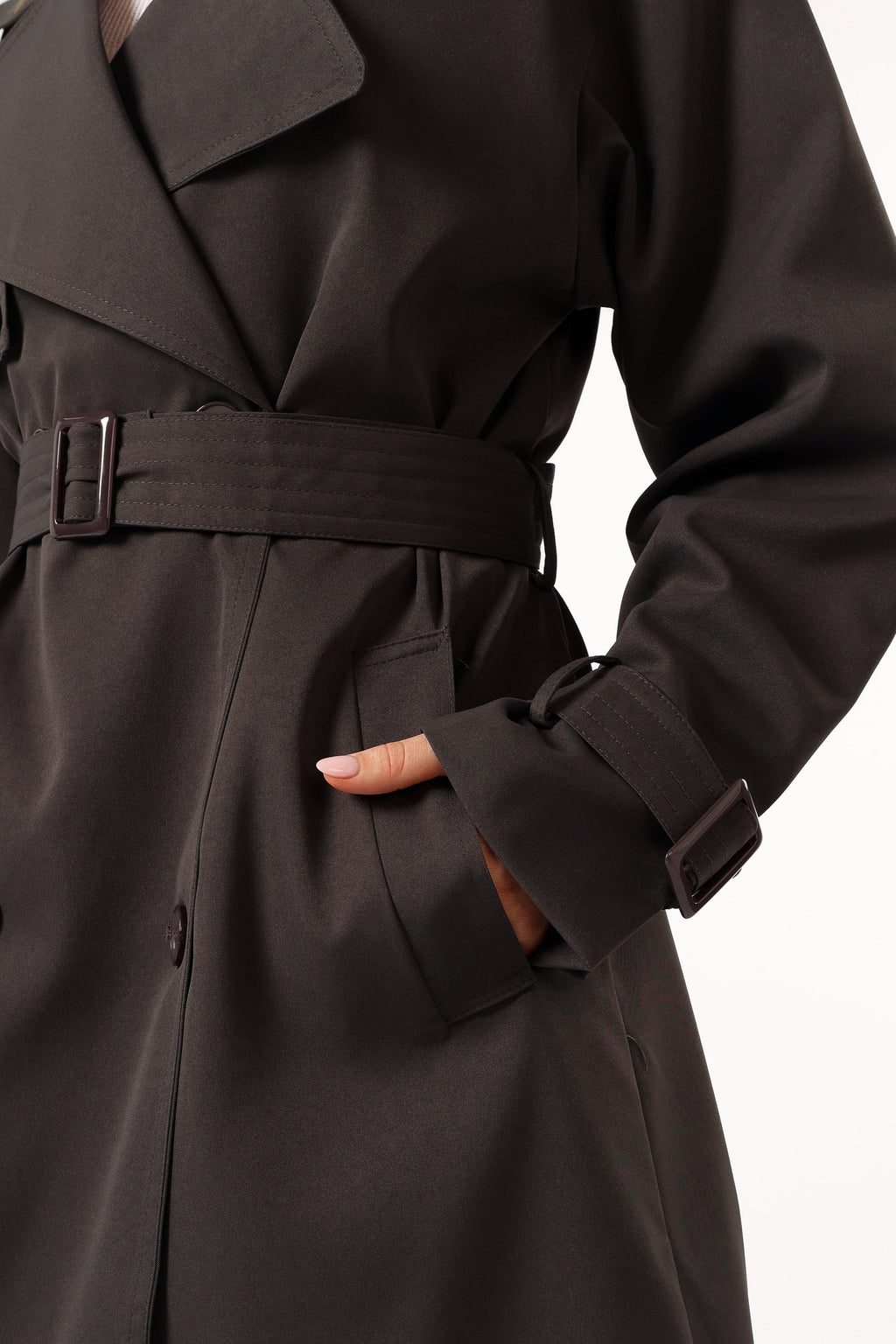 Billy Button Front Trench Coat - Charcoal