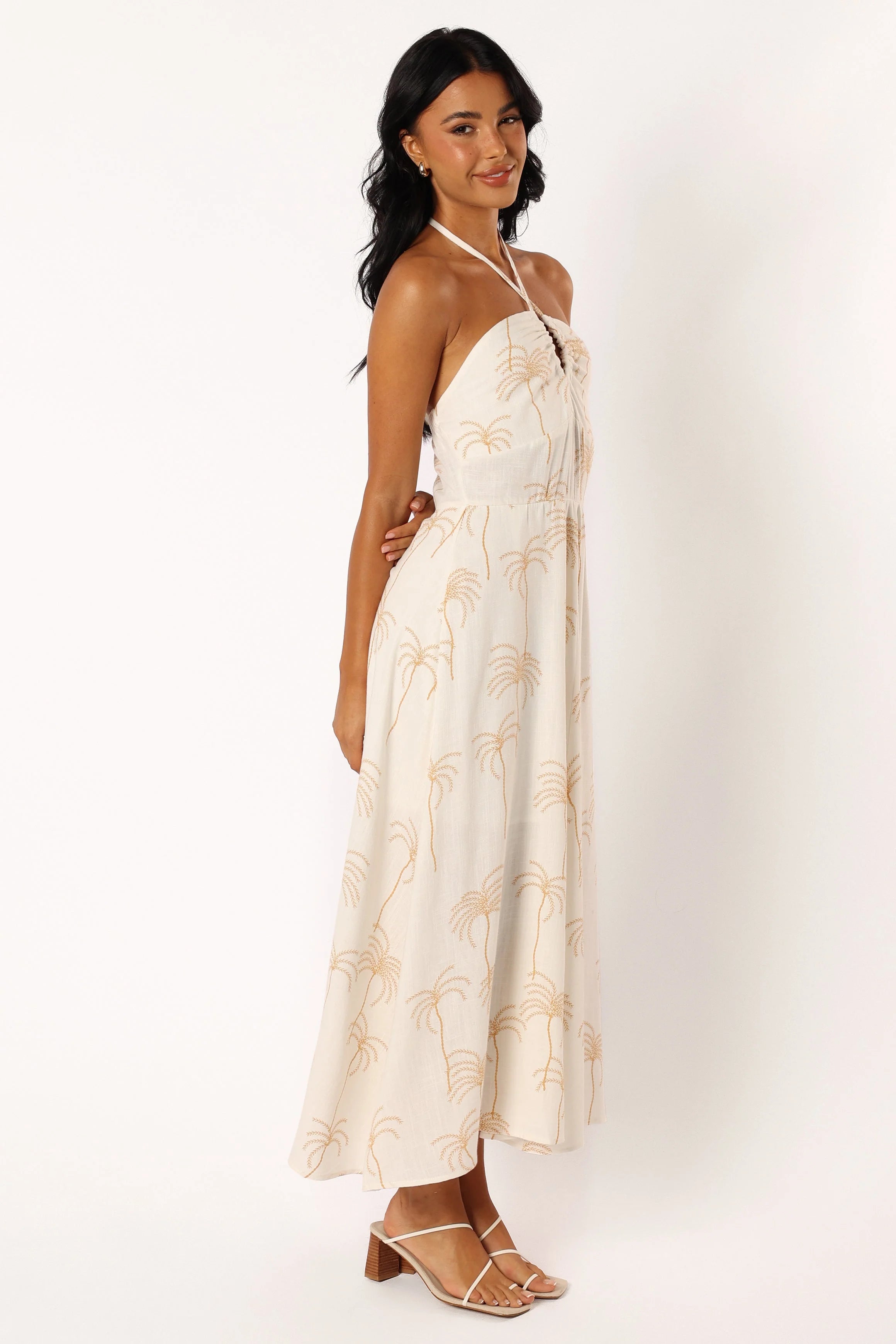 Granger Halterneck Midi Dress - White Print