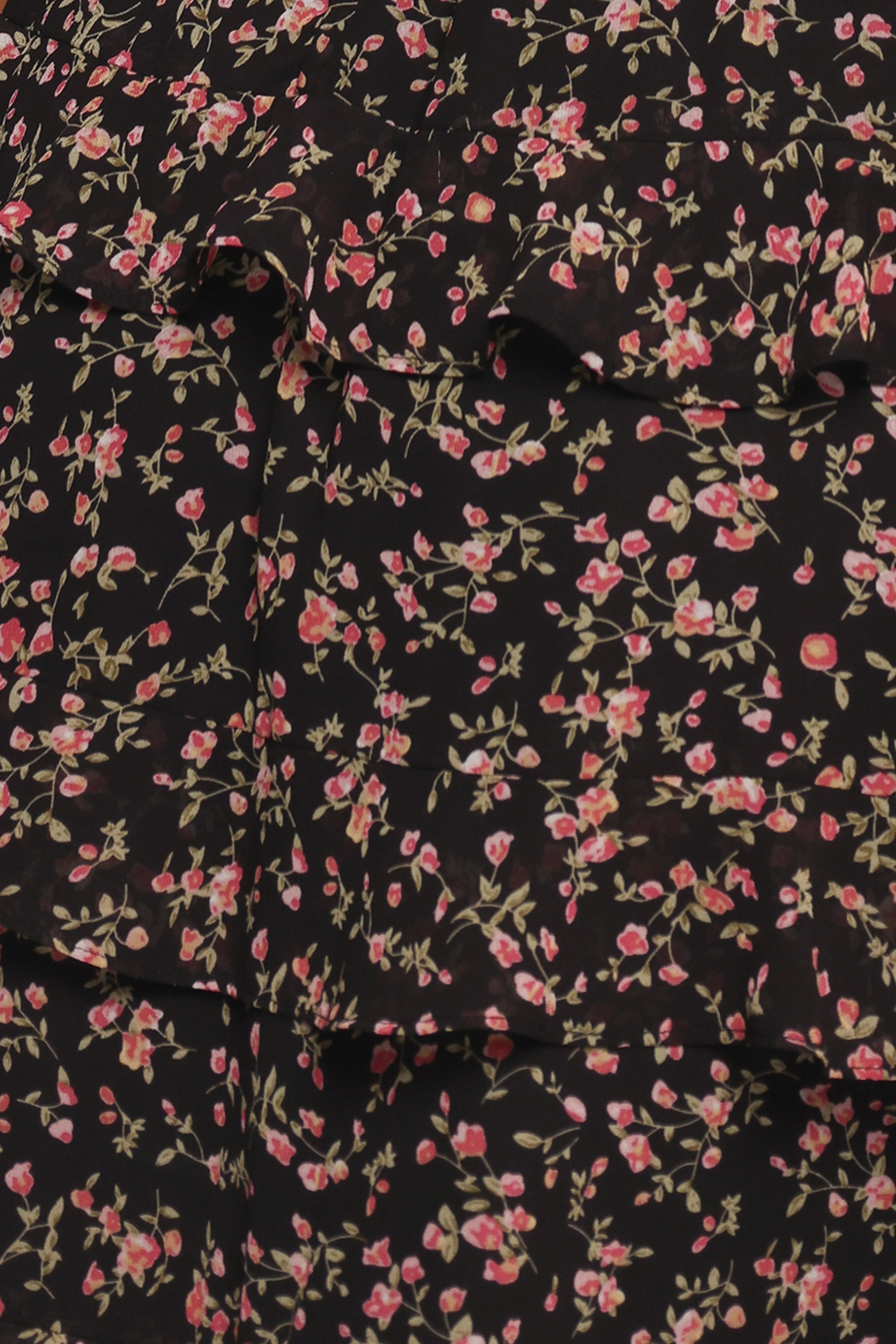 Wendi Ruffle Dress - Black Floral