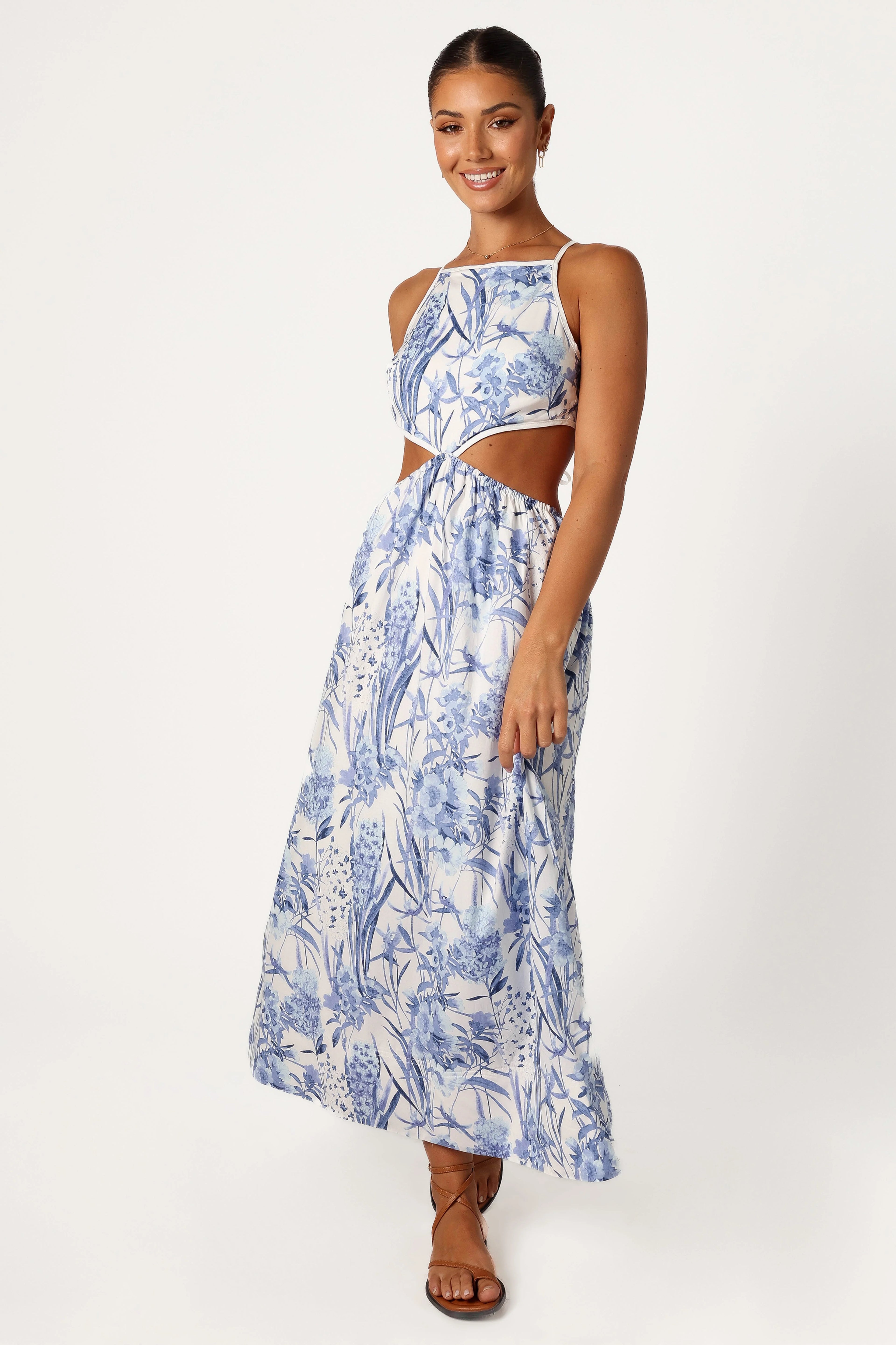 Sena Midi Dress - Blue Floral