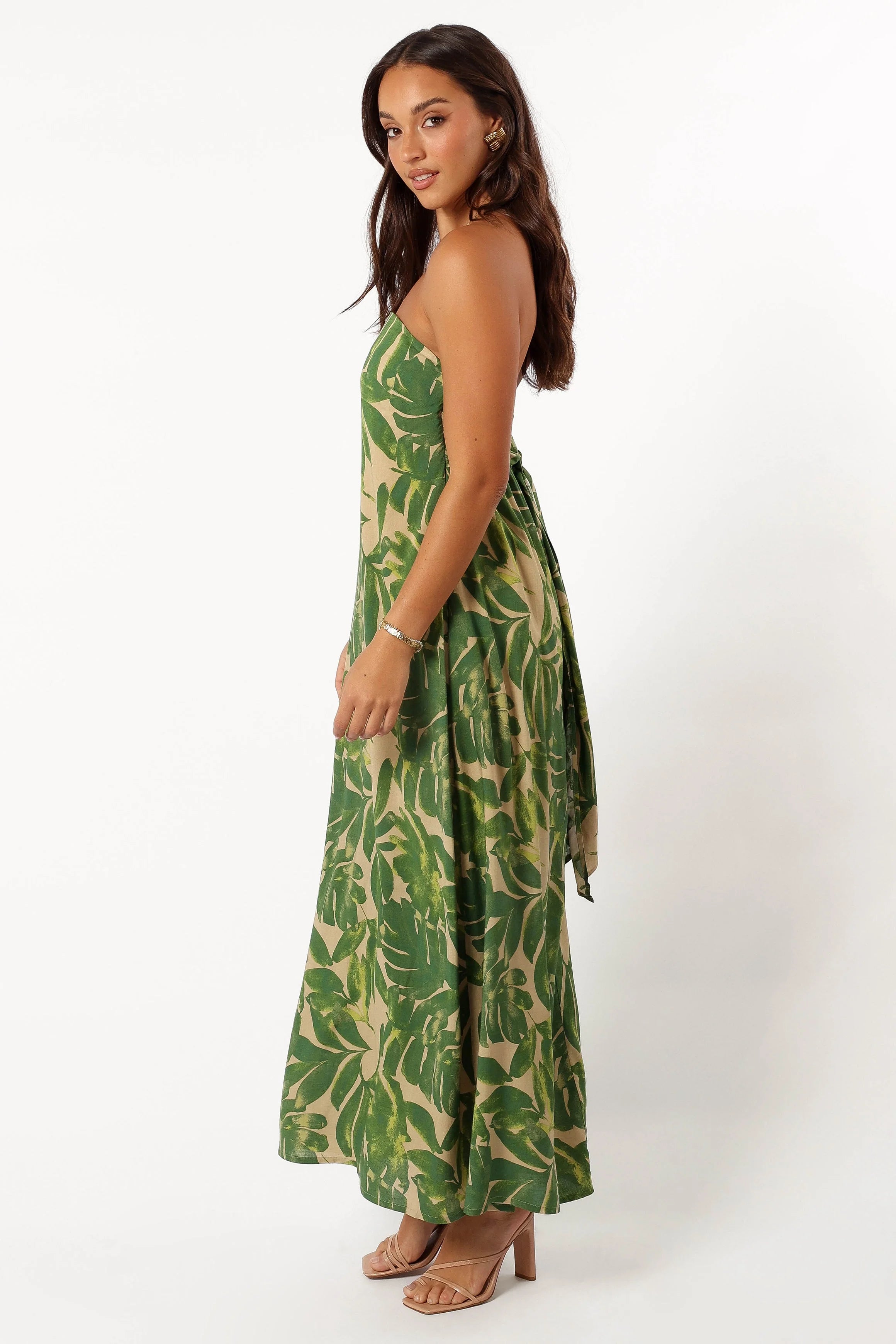 Penny Strapless Midi Dress - Ibiza Palm