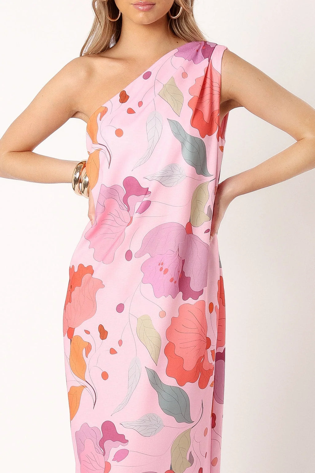 Tillie One Shoulder Maxi Dress - Pink Floral