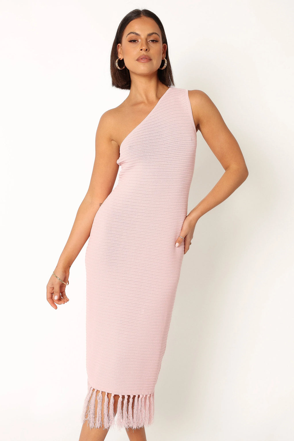 Winne One Shoulder Knit Dress - Pink