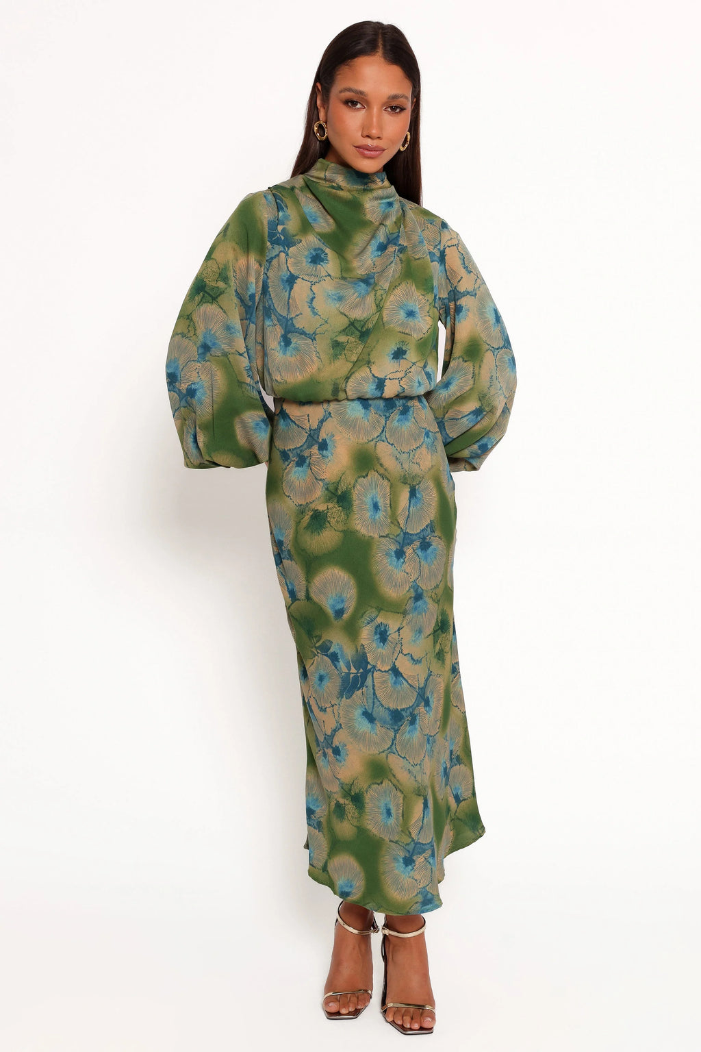 Perrie Long Sleeve Midi Dress - Green