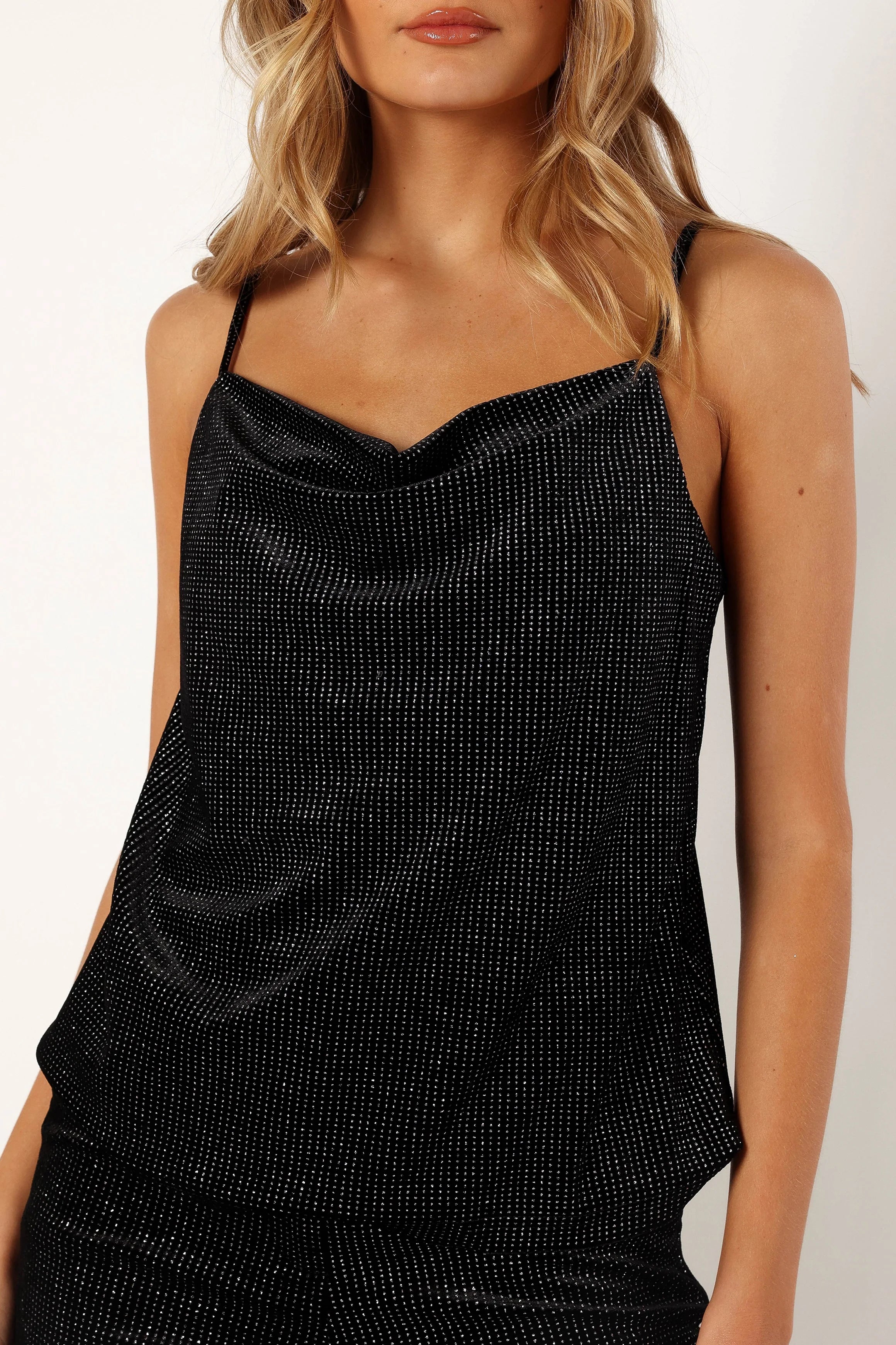Ensley Velvet Shimmer Top - Black