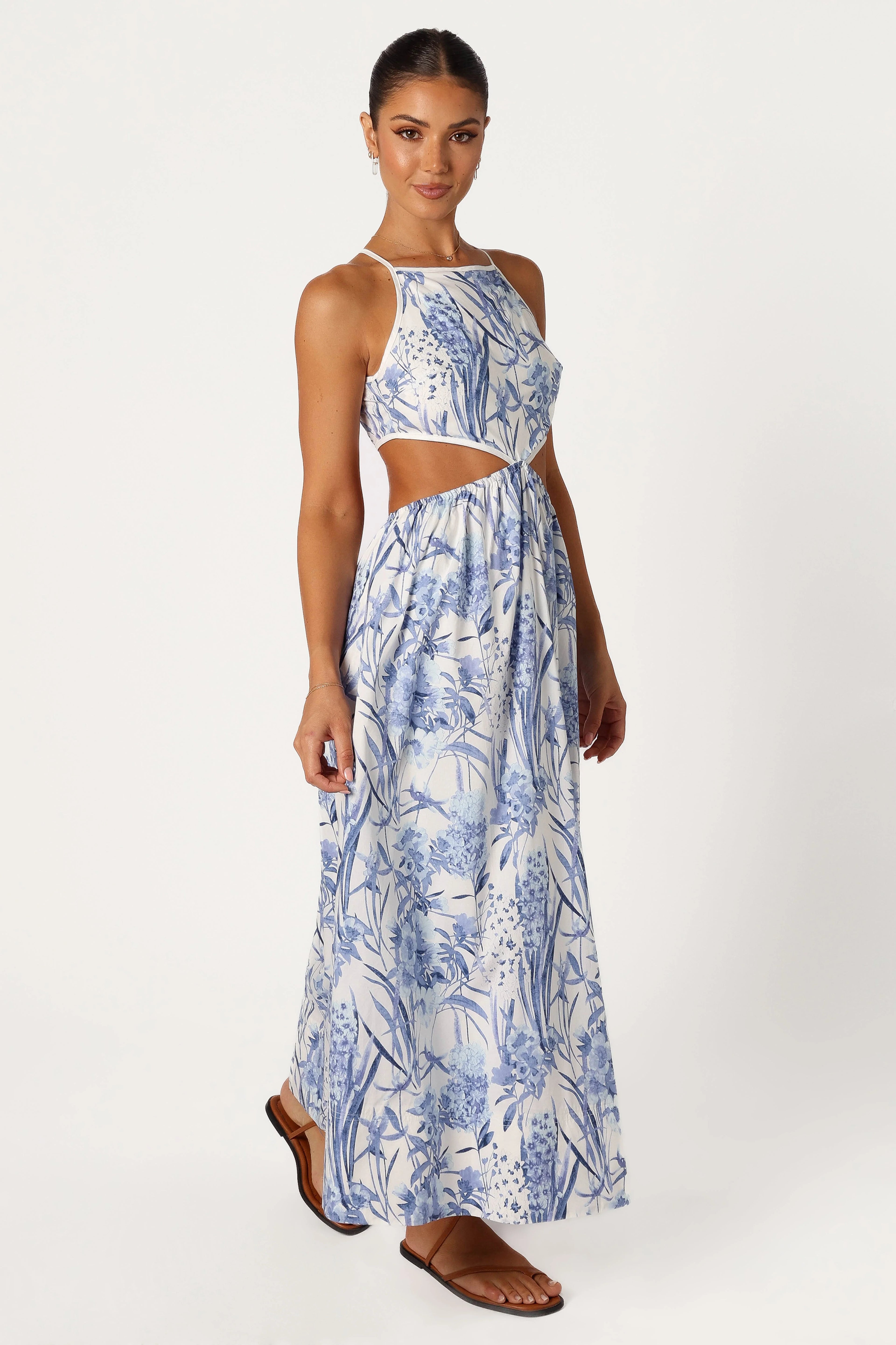 Sena Midi Dress - Blue Floral