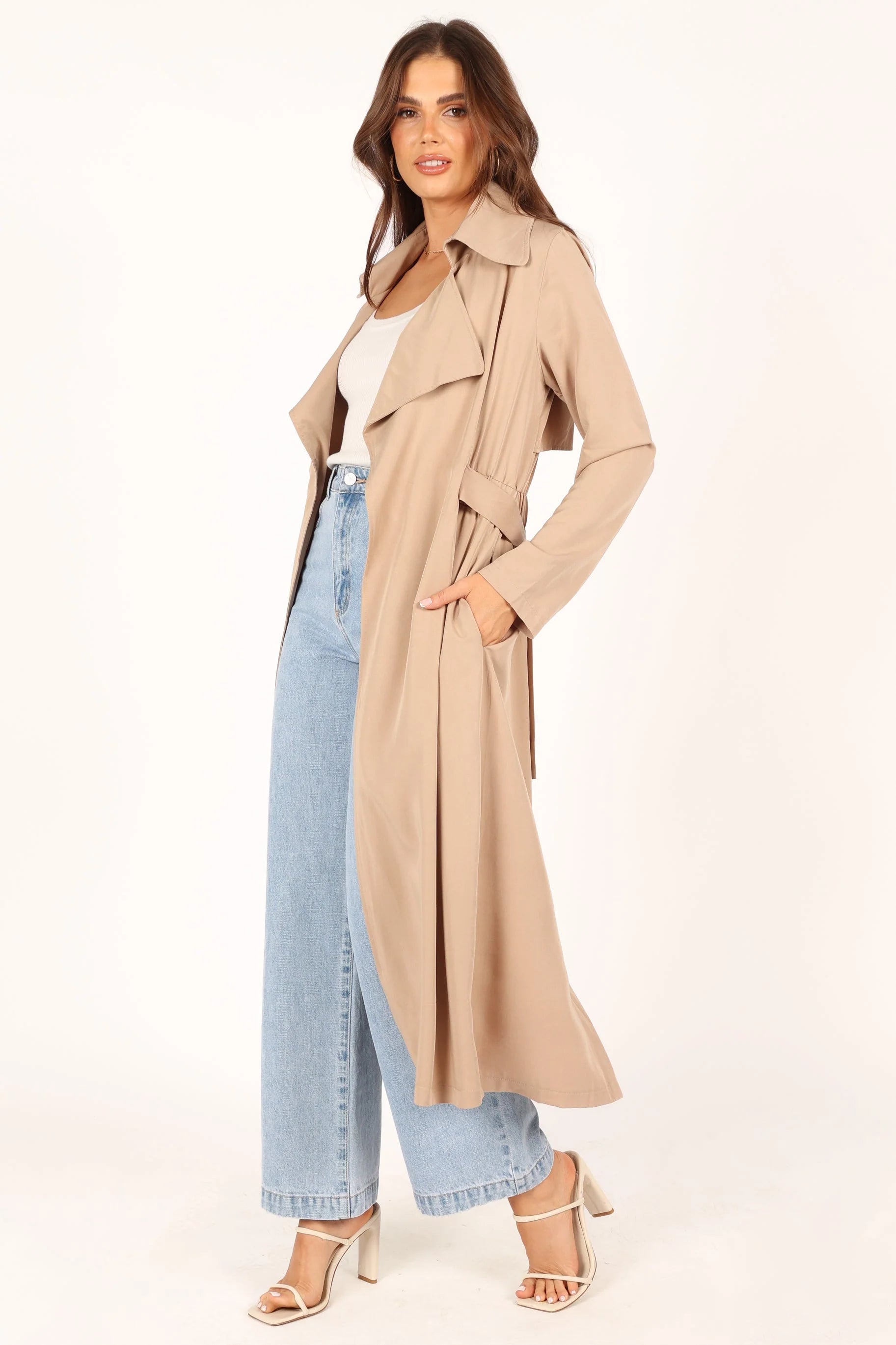 Robyn Tie Front Trench Coat - Beige