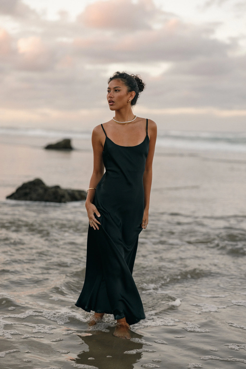 Jamie Maxi Slip Dress - Black
