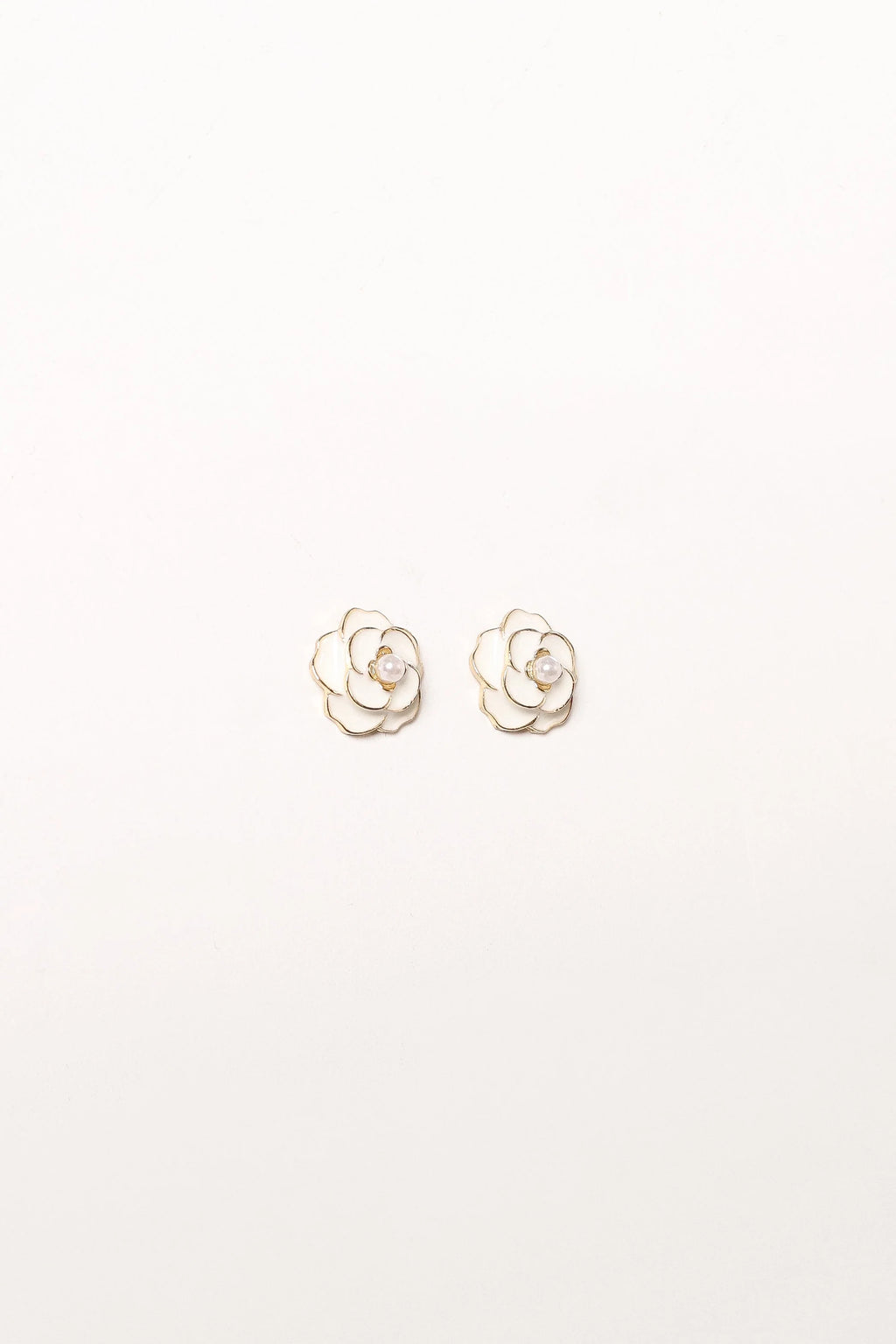 Reina Flower Earrings - Gold White