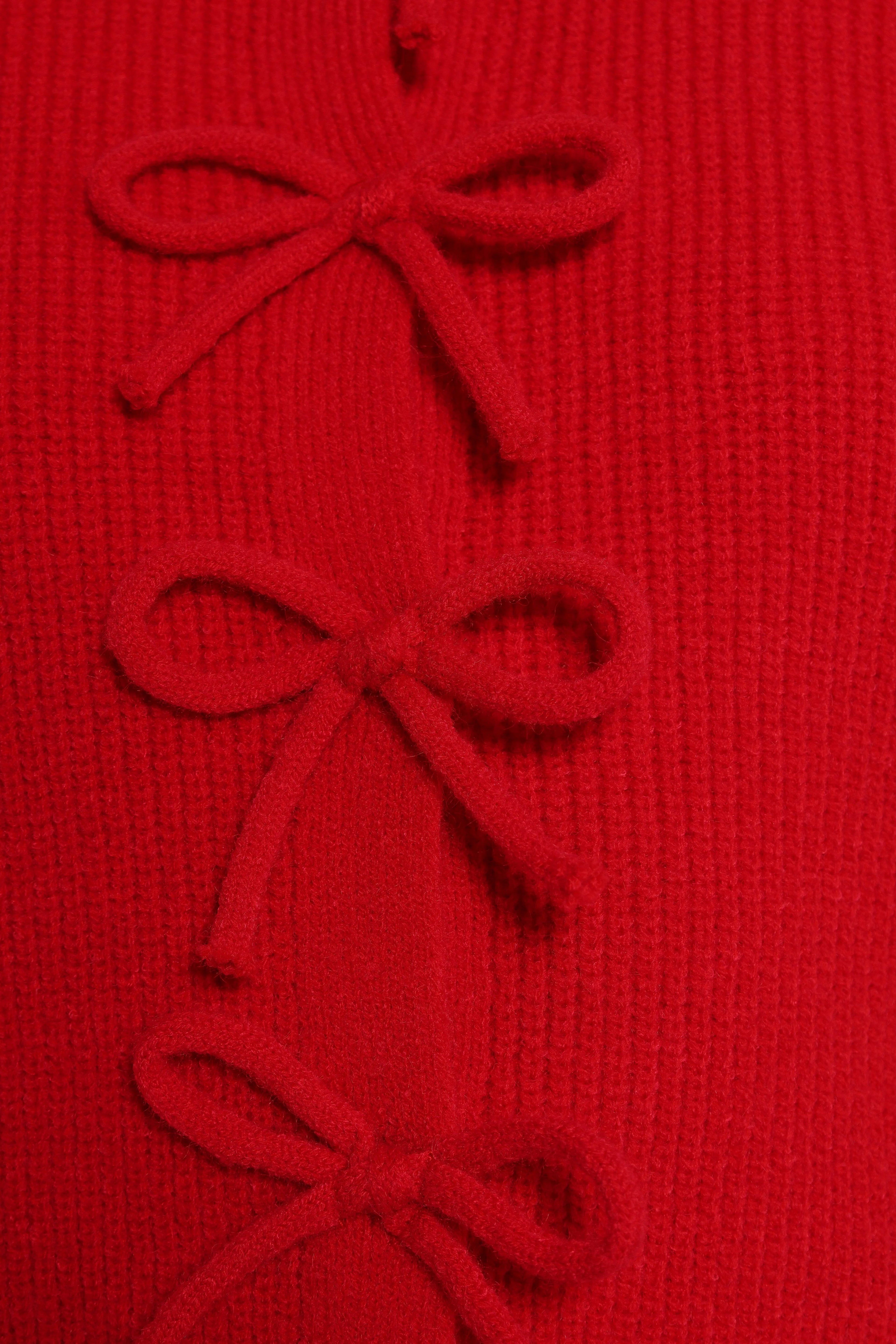 Wilde Bow Front Cardigan - Red