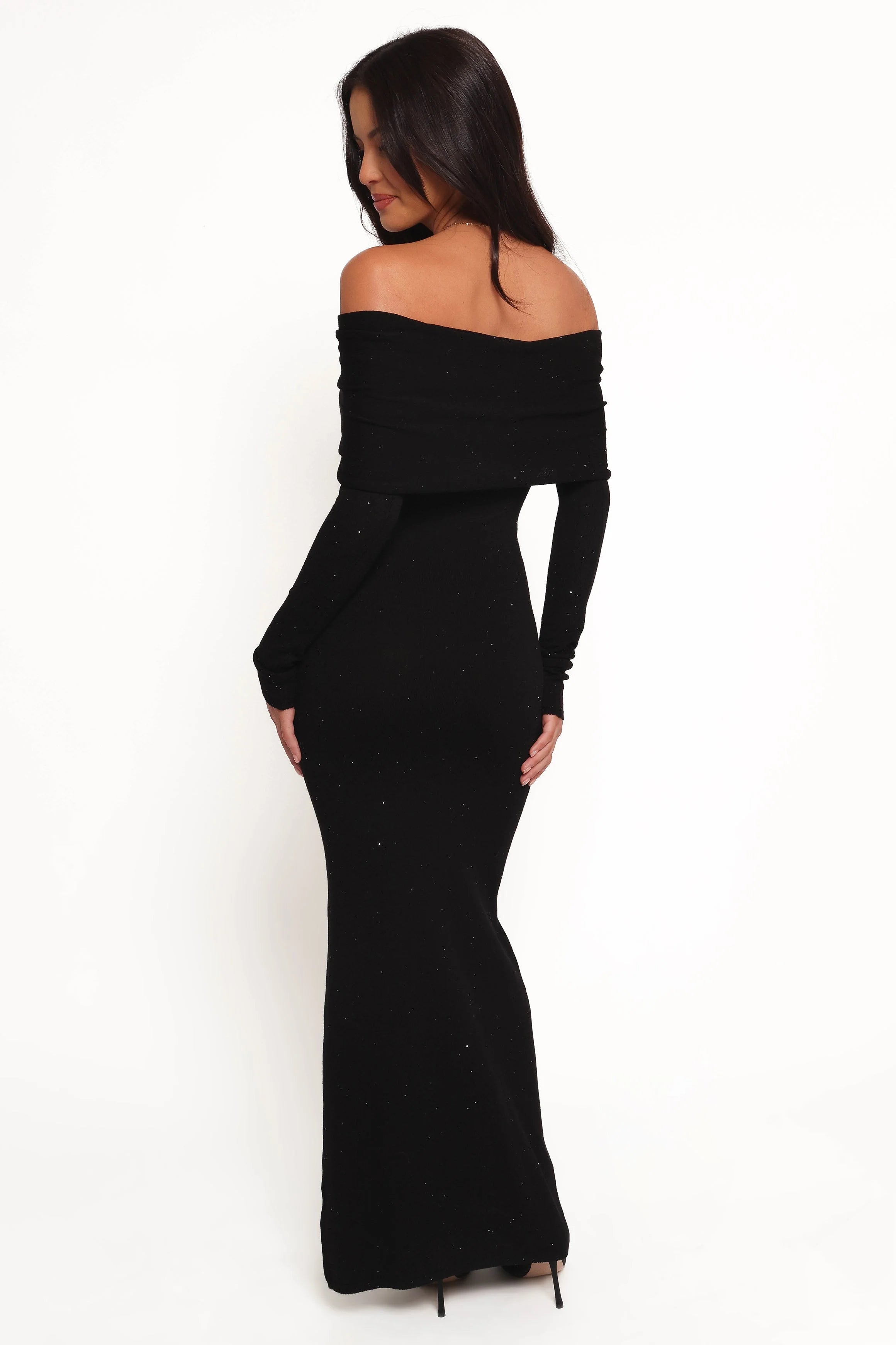 Pennie Maxi Dress - Black Sequin Knit