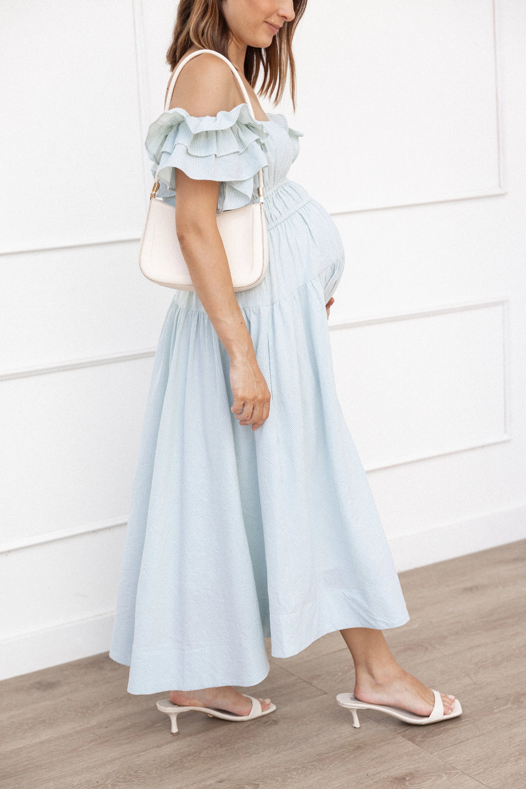 Linda Midi Dress - Green Stripe