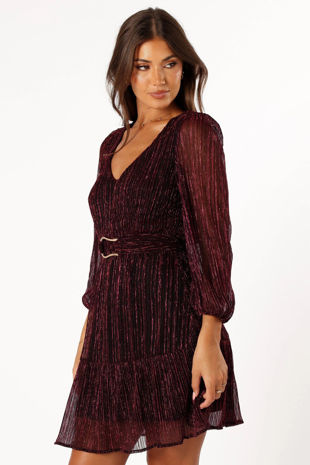 Glimmer Long Sleeve Mini Dress - Pink