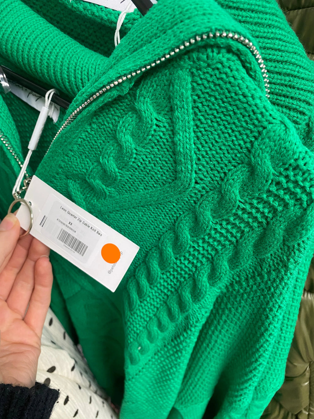 Leon Quarter Zip Cable Knit Sweater - Green