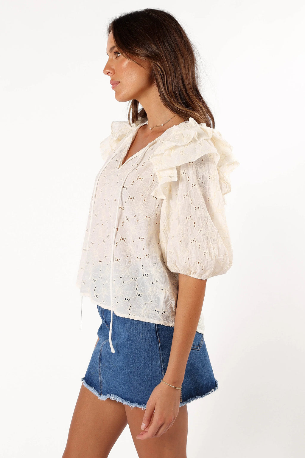 Iris Ruffled Top - Cream