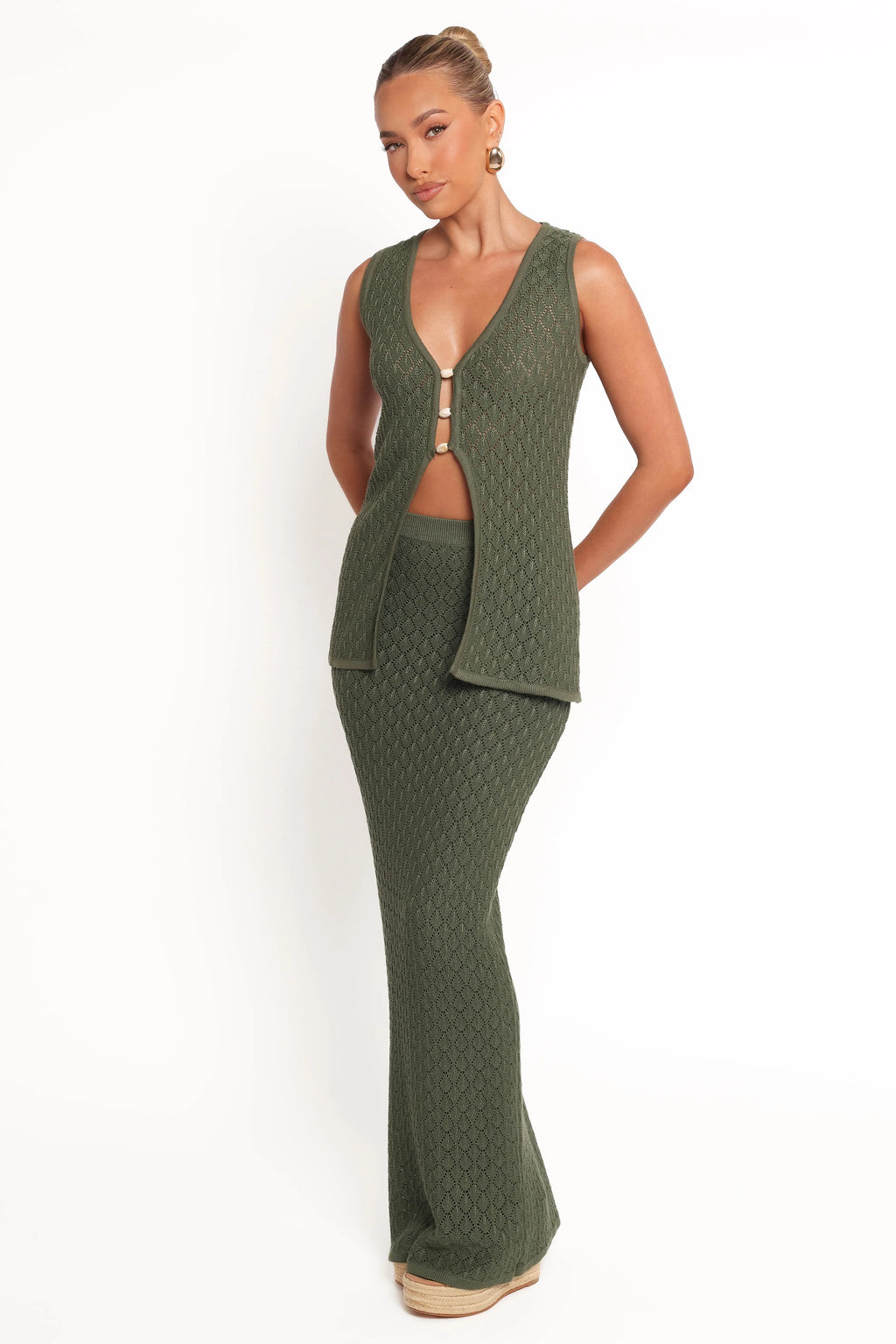 Asplie Knit Maxi Skirt - Olive