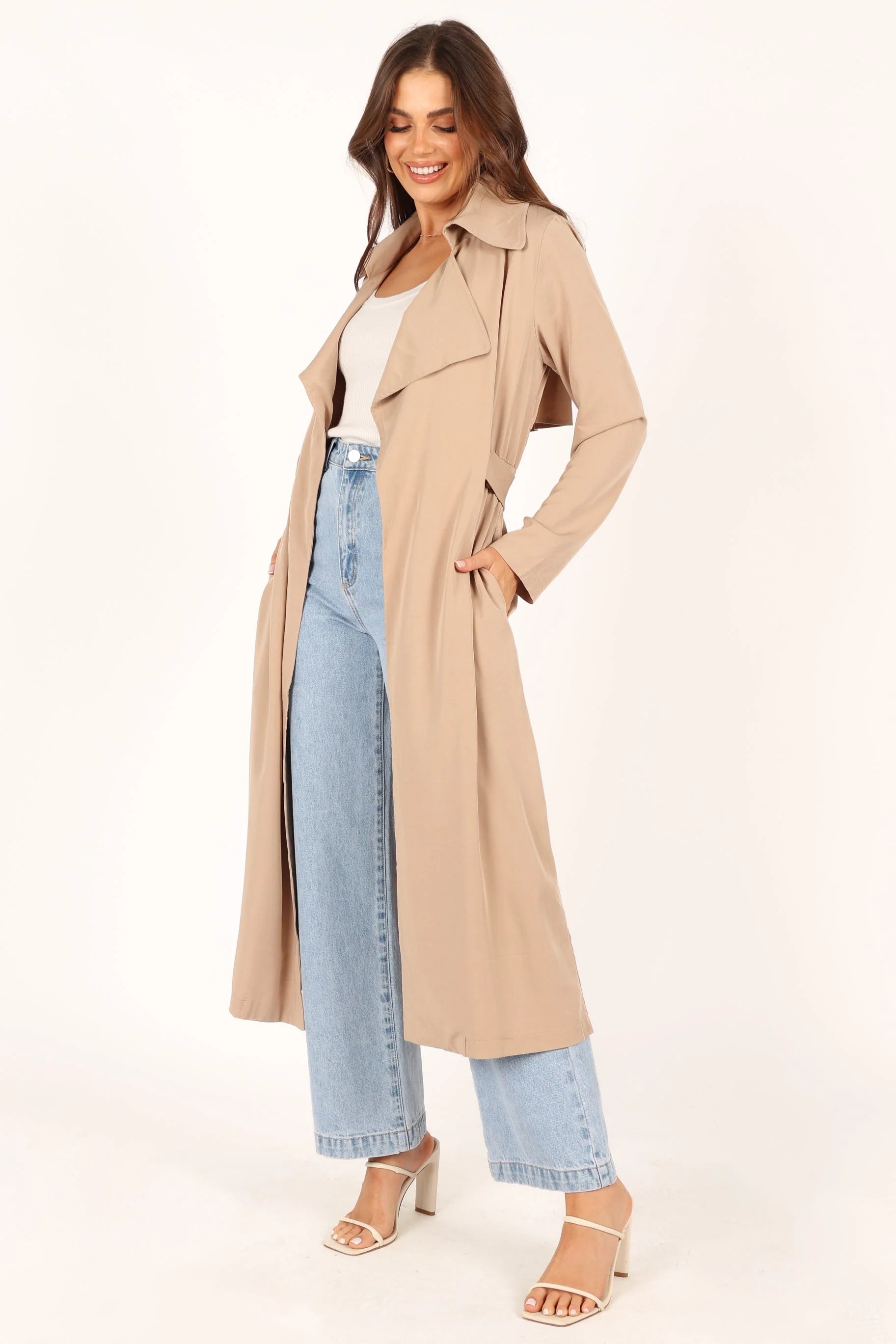 Robyn Tie Front Trench Coat - Beige