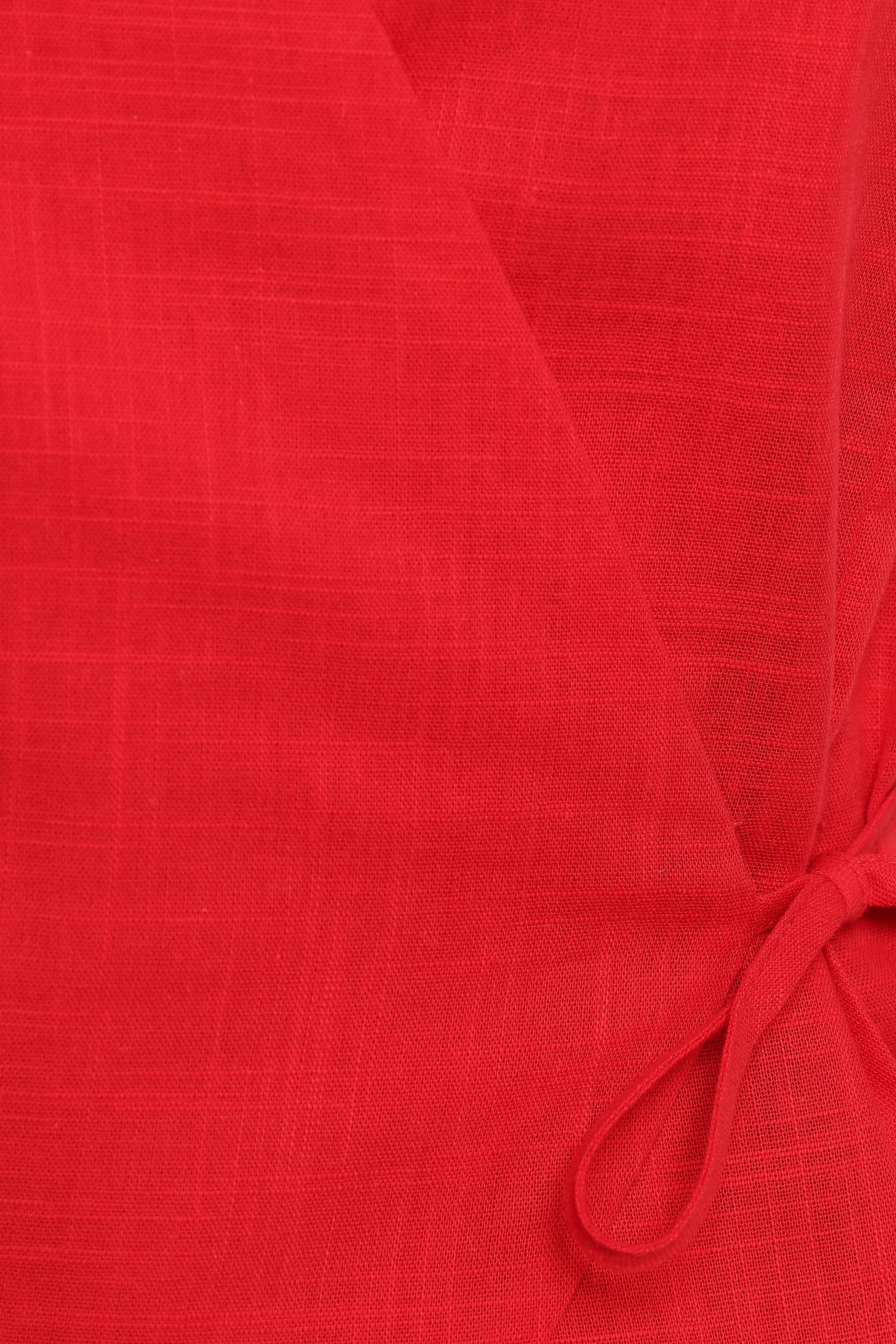 Vanni Wrap Front Linen Top - Red